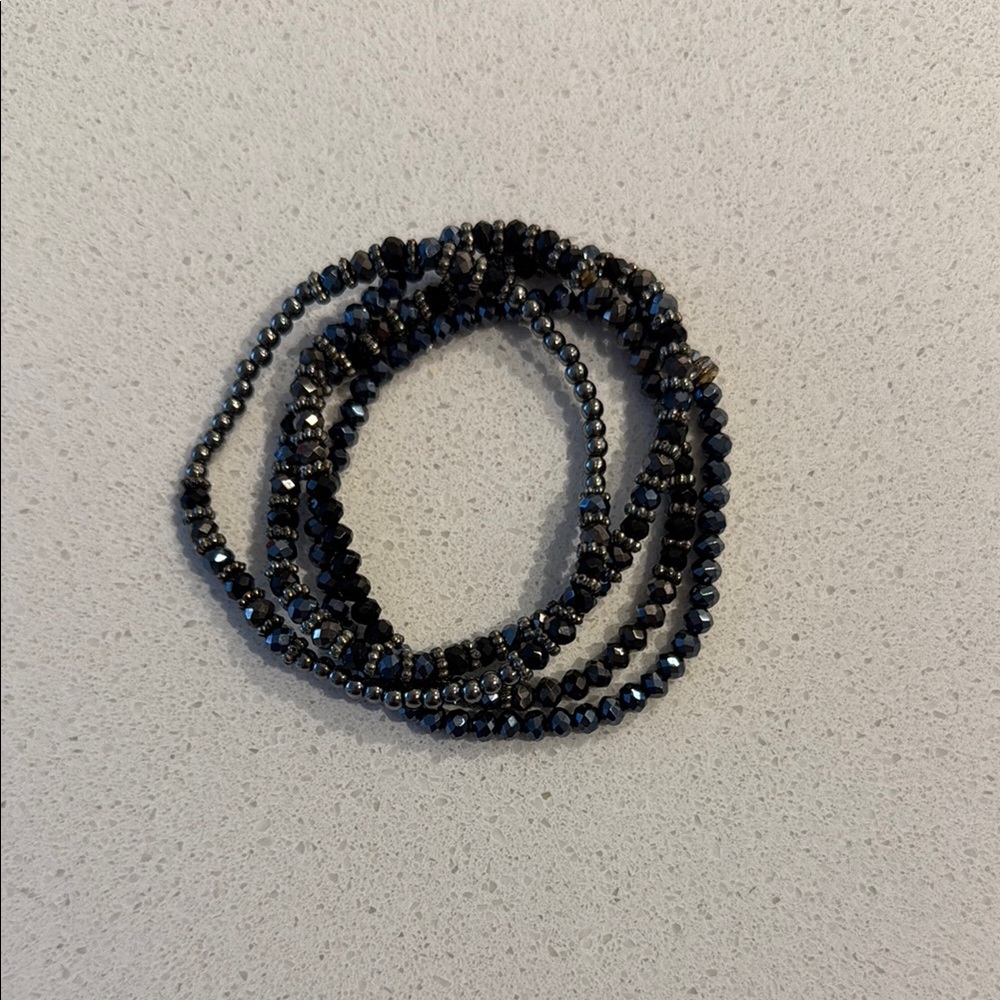 Elegant Black Beaded Bracelet Set